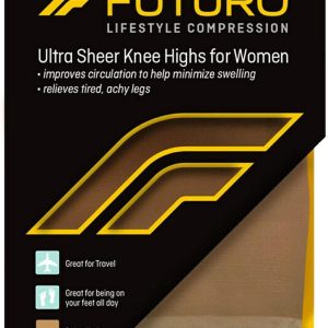 FUTURO Ultra Sheer Knee Highs for Women, Nude, 71060EN, Medium, Moderate (15-20 mm/Hg)
