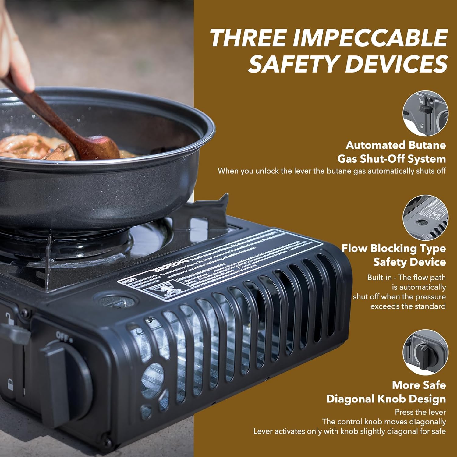 The First Penguin Portable Camping Stove - with Carrying Case 10,000 BTU Great for Emergency Preparedness Kit, High Power Butane Stove, Perfect for Camping, Hiking and Emergency-Grey - Image 4